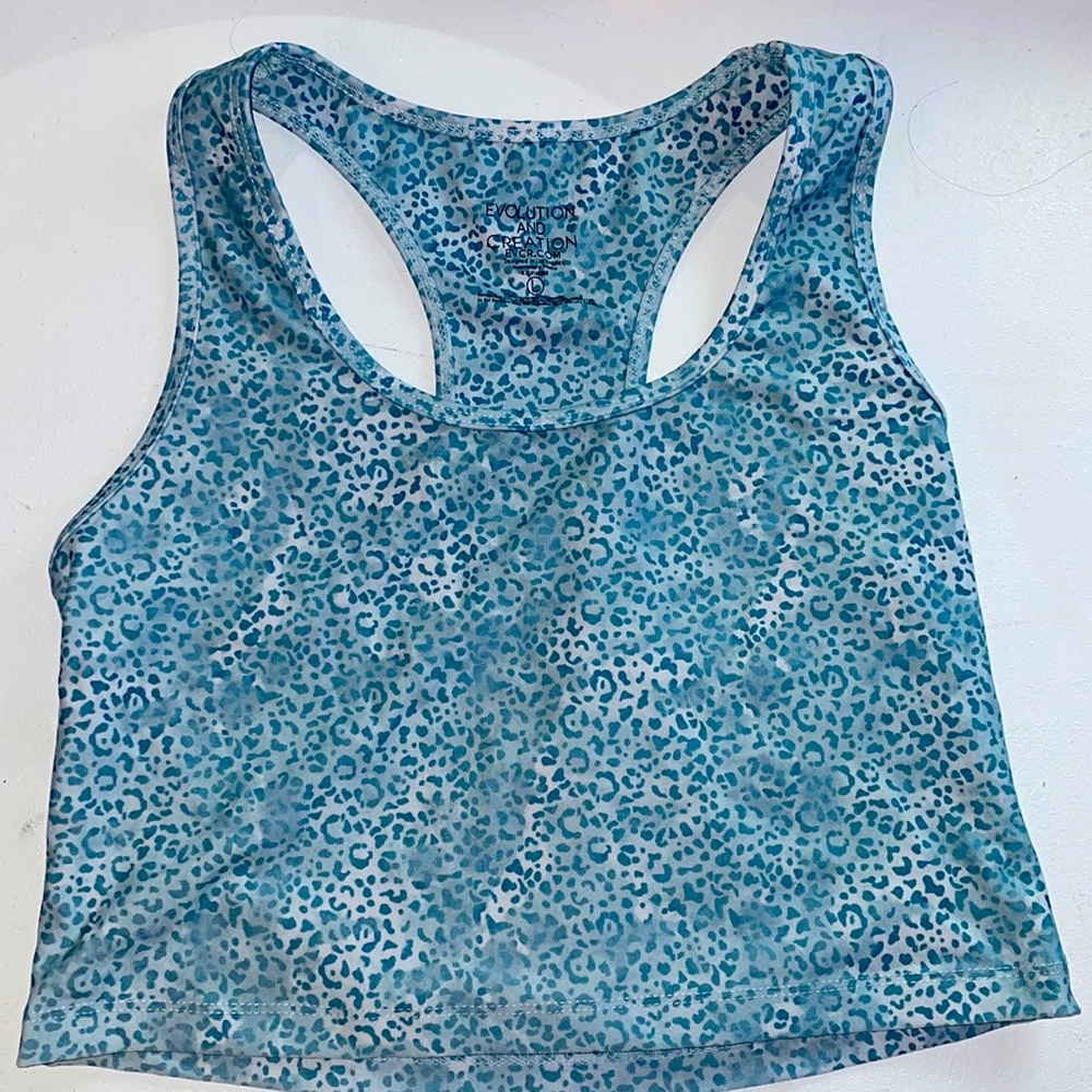 Blue cheetah work out tank